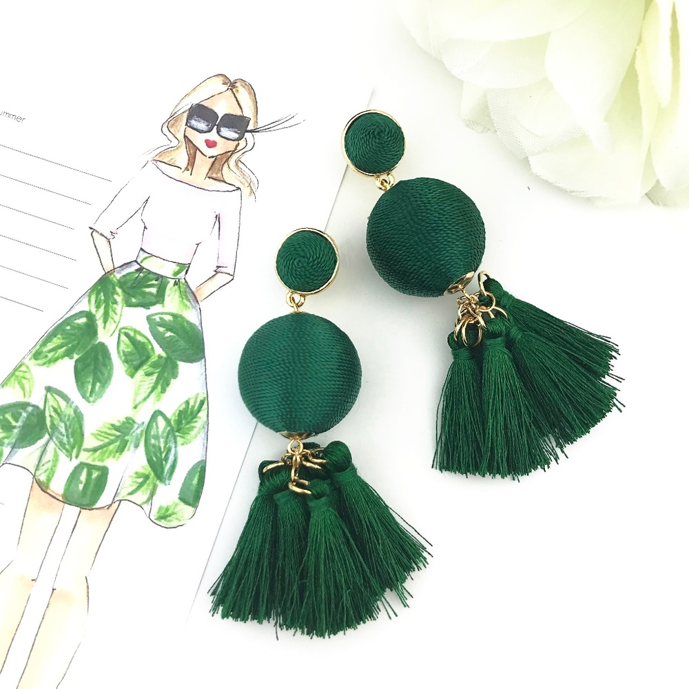 “Kendra” Tassel Thread Drop Statement Earrings